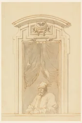 Fensterkasten und Hälfte einer Figur eines Türken, 1750–70