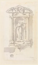 Nische mit einer Statue einer weiblichen Heiligen