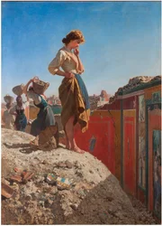 Die Ausgrabungen in Pompeji, Italien, 19. Jahrhundert, Privatsammlung