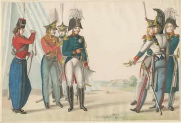 Zar Alexander I. und russische Offiziere, 1815