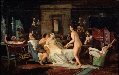 Vorhochzeitsfeier in einem Bad, 1885