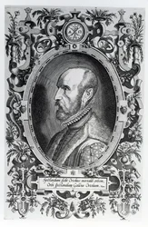 Abraham Ortelius, Frontispiz zu seinem Theatrum Orbis Terrarum, 1579