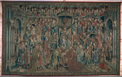 Bathseba wird am Hof empfangen, Wandteppich von David und Bathseba, ca. 1510-15