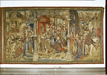 Davids Söhne Amnon und Absalom erklären sich den Krieg, Wandteppich von David und Bathseba, ca. 1510-15