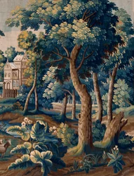Flämischer Wandteppich. Ende 17. Jahrhundert. Eigentum der Kirche Sint-Walburgakerk Oudenaarde.