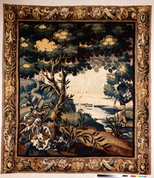 Flämischer Wandteppich. Sogenannte Verdures. Herstellung von Oudenaarde. Private Sammlung. 17. Jahrhundert (?)