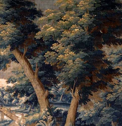 Flämischer Wandteppich. Verdure. Ende 17. Anfang 18. Jahrhundert. Eigentum der Kirche Sint-Walburgakerk Oudenaarde (Dekenij van de Sint-Walburga) (Detail)