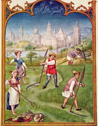 Fol 6v Der Monat Juni: Heuernte, aus dem Breviarium Grimani, ca. 1515