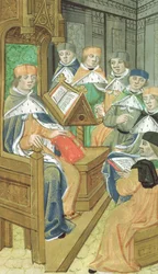 Vorlesung im Saal, aus De Medina Fen I. II, von Avicenna (980-1037)