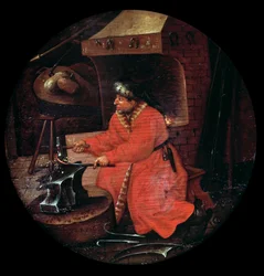 Darstellung eines Schmiedes in seiner Schmiede