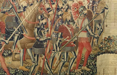 Wandteppich, der die Eroberungen von König Alfons V. von Portugal zeigt (Detail)
