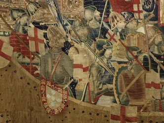 Wandteppich, der die Eroberungen von König Alfons V. von Portugal zeigt (Detail)