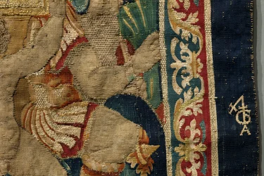Wandteppich, der die Eroberungen von König Alfons V. von Portugal zeigt (Detail)