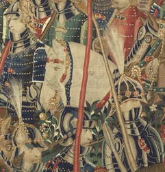 Wandteppich mit den Eroberungen von König Alfons V. von Portugal, Tournai. (Detail)