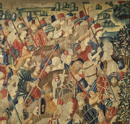 Wandteppich mit den Eroberungen von König Alfons V. von Portugal, Tournai. (Detail)