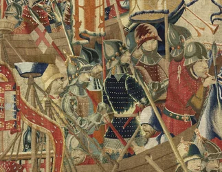 Wandteppich, der die Eroberungen von König Alfons V. von Portugal zeigt