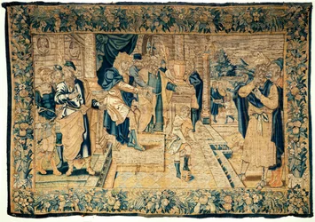 Die Universitätskollektionen. Flämischer Wandteppich. Moses zerbricht den Pharaonenstab. Oudenaarde. 350x510cm. Ca. 1550.
