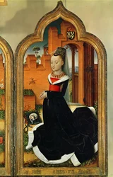 Triptychon von Jean de Witte, rechte Tafel: Maria Hoose, Ehefrau von Jean de Witte, 1473