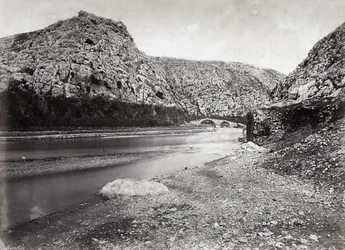 Nahr el-Kalb (der Fluss des Hundes) in den Bergen des Libanon, nahe Beirut, in Palästina