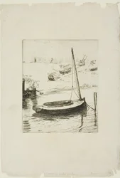 Das Boot mit gesenktem Segel