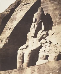 Abou Sembil, Großer Tempel - Kolossale Statuen, Dreiviertelansicht, 1851-52