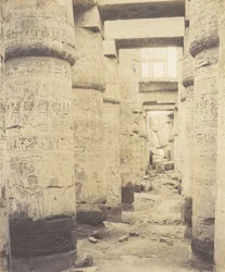 Karnak Theben, Palast - Hypostylsaal - Fenster und Kapitelle..., 1851-52, gedruckt 1853-54