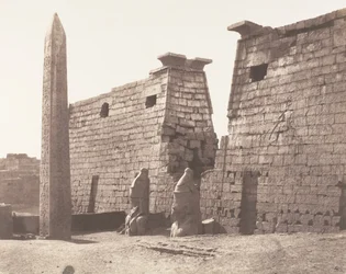 Louksor Theben, frühere Konstruktion - Pylon, Kolosse und Obelisk, 1851-52, gedruckt 1853-54