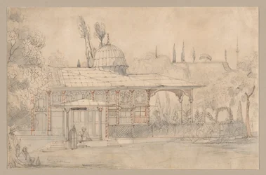 Pavillon in der Nähe einer Moschee