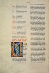 Seite aus der Bibel von Corbolino mit Initiale, die Gott zeigt, der zu Moses spricht (Cod. Conventi Soppressi 630, c. 52v), Manuskript