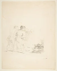Männer spucken ins Feuer, ca. 1820-1850