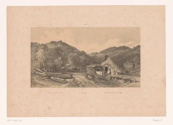 Holzfäller im Schwarzwald (Titel auf dem Objekt). Figuren in einer Landschaft (Serientitel)