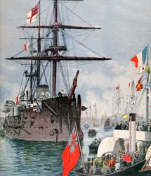 Französische Flottille im Hafen von Portsmouth, 1891