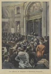 Eine Empfangssitzung an der Académie Française, Paris