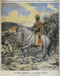 Menelik II. (1844-1913) in der Schlacht von Adowa, Illustration aus 