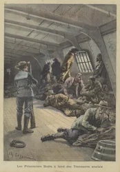 Burenkriegsgefangene an Bord eines britischen Schiffes