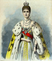 Porträt von Alexandra Feodorowna im Krönungsgewand