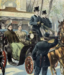 Die niederländische Regentin Emma de Waldeck Pyrmont und die zukünftige Königin Wilhelmine, Paris