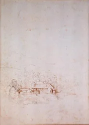 Ein Bauernhof zwischen Bäumen (verso)