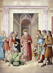 Der heilige Laurentius, der Almosen gibt, nach Fra Angelico (Vatikan), Frankreich 19. Jahrhundert