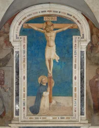 Heiliger Thomas verehrt das Kreuz