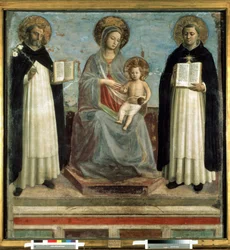 Jungfrau mit Kind umgeben von St. Dominikus von Guzman und St. Thomas von Aquin