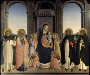 Polyptychon des Heiligen Dominikus - Heiliger Thomas von Aquin und Heiliger Barnabas, Heiliger Dominikus und Heiliger Petrus Märtyrer