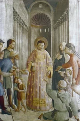 Der heilige Laurentius verteilt Almosen (Fresko)