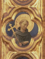 Santa Trinita Altarbild, Detail des Kopfes von St. Franziskus