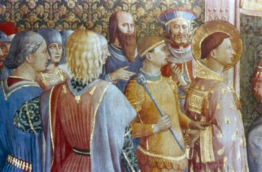 Der heilige Laurentius vor dem Tribunal des Decius (Detail), Mitte des 15. Jahrhunderts