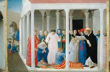 Die Auferstehung von Napoleon Orsini durch St. Dominikus, aus dem Predella-Panel der Krönung der Jungfrau, ca. 1430-32