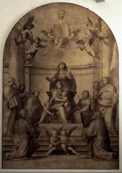 Pala del Gran Consiglio, Darstellung der Heiligen Anna, der Jungfrau und der Kinder Jesus und Johannes der Täufer, umgeben von Heiligen