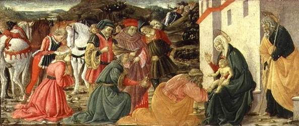 Die Anbetung der Heiligen Drei Könige, ein Predella-Panel