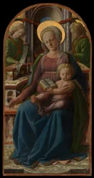 Thronende Madonna mit Kind und zwei Engeln