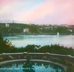 Blick von Oscarshall, Christiania, Oslo, Norwegen, spätes 19. bis frühes 20. Jahrhundert